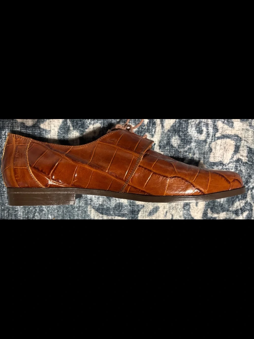 Oxford Men’s Brown Croc-Embossed Leather Lace-Up Loafers